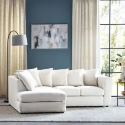 Blake Cosy Sherpa Quilted Arm Corner Chaise Ivory -Home Luxe Studio 30813122 alt01