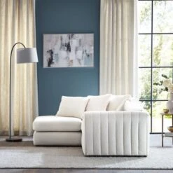 Blake Cosy Sherpa Quilted Arm Corner Chaise Ivory -Home Luxe Studio 30813122 alt02