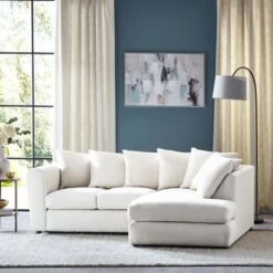 Blake Cosy Sherpa Quilted Arm Corner Chaise Ivory -Home Luxe Studio 30813124 alt01