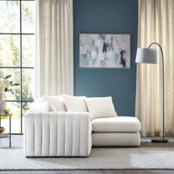 Blake Cosy Sherpa Quilted Arm Corner Chaise Ivory -Home Luxe Studio 30813124 alt02