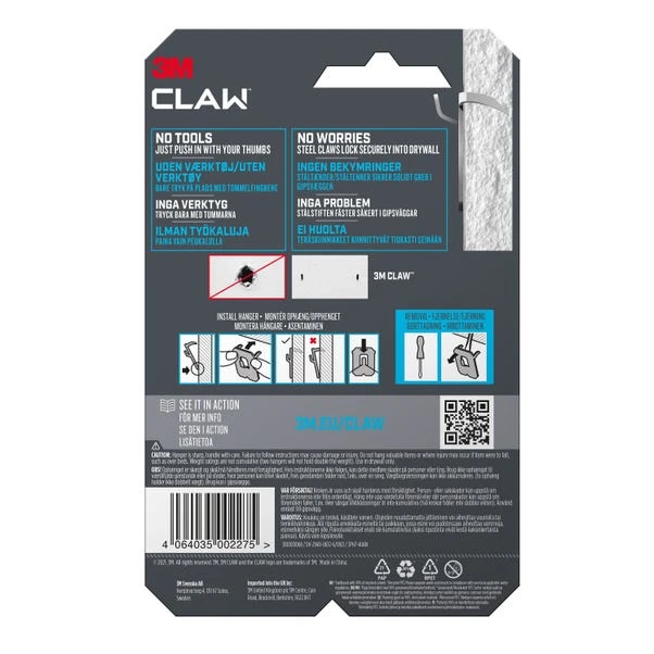 3M CLAW™ Plasterboard Picture And Mirror Hooks, 7kg 6 3M CLAW™ Plasterboard Picture And Mirror Hooks, 7kg - Image 4