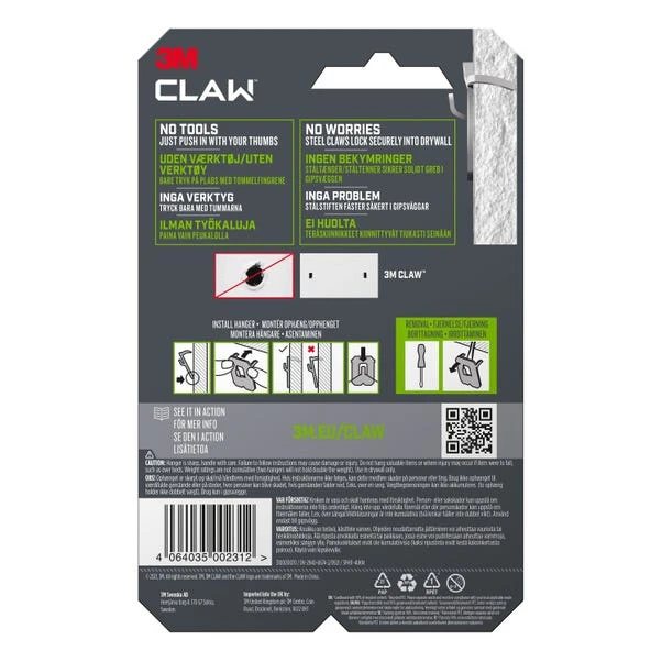 3M CLAW™ Plasterboard Picture And Mirror Hooks, 11 Kg 6 3M CLAW™ Plasterboard Picture And Mirror Hooks, 11 Kg - Image 4