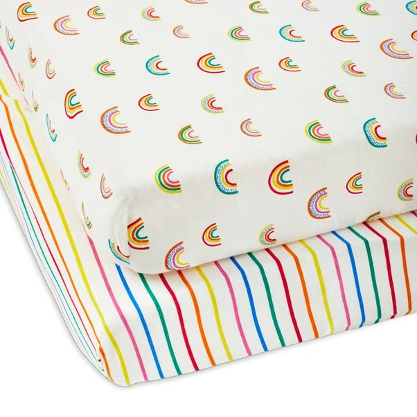 Ickle Bubba Pack Of 2 Rainbow Dreams Fitted Cotbed Sheets 5 Ickle Bubba Pack Of 2 Rainbow Dreams Fitted Cotbed Sheets - Image 3