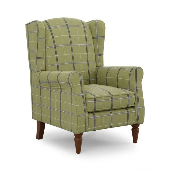Oswald Check Armchair, Green 4 Oswald Check Armchair, Green - Image 2