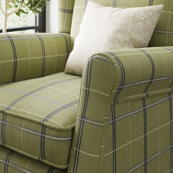 Oswald Check Armchair, Green 7 Oswald Check Armchair, Green - Image 5