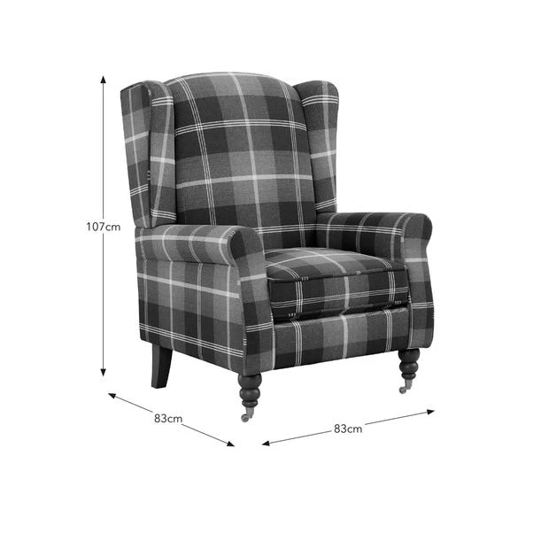 Oswald Grande Check Wingback Armchair 20 Oswald Grande Check Wingback Armchair - Image 18