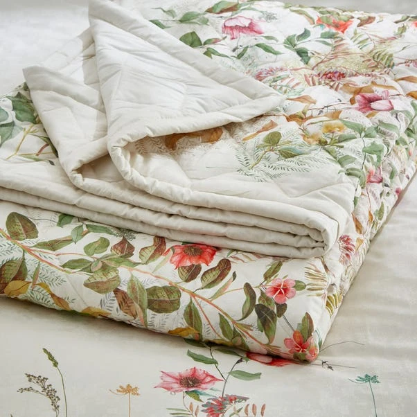 Dorma Rambling Rose Cream Cotton Bedspread 10 Dorma Rambling Rose Cream Cotton Bedspread - Image 8