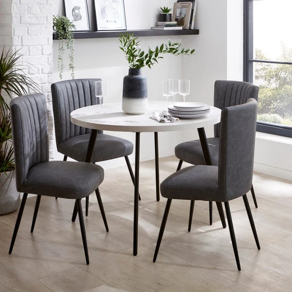 Zuri 4 Seater Round Dining Table, Concrete Effect 4 Zuri 4 Seater Round Dining Table, Concrete Effect - Image 2