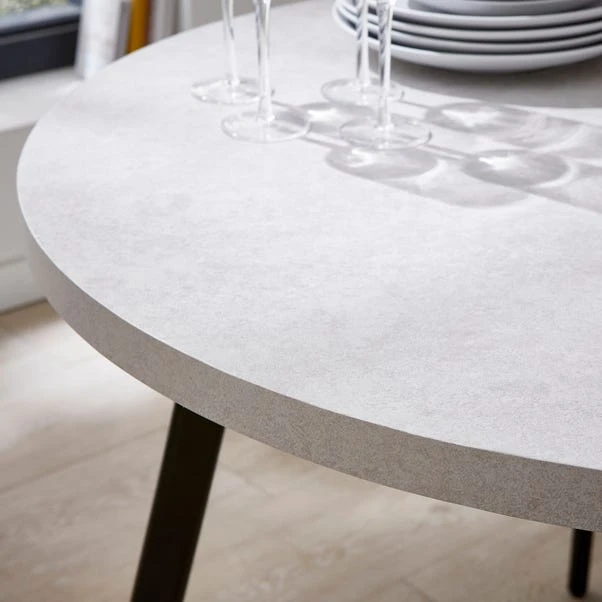 Zuri 4 Seater Round Dining Table, Concrete Effect 5 Zuri 4 Seater Round Dining Table, Concrete Effect - Image 3