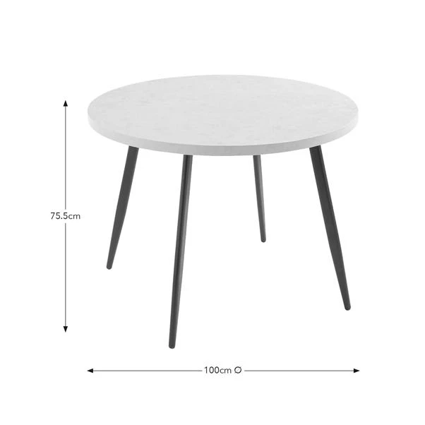 Zuri 4 Seater Round Dining Table, Concrete Effect 7 Zuri 4 Seater Round Dining Table, Concrete Effect - Image 5