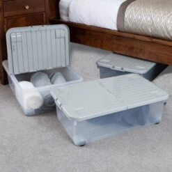 Wham 32L Set Of 3 Underbed Storage Box With Wheels & Lid -Home Luxe Studio 30839239