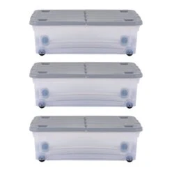 Wham 32L Set Of 3 Underbed Storage Box With Wheels & Lid -Home Luxe Studio 30839239 alt05