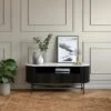 Kiera TV Unit, Mango Wood & Real Marble For TVs Up To 55" 1 Kiera TV Unit, Mango Wood & Real Marble For TVs Up To 55" -Home Luxe Studio 30839428