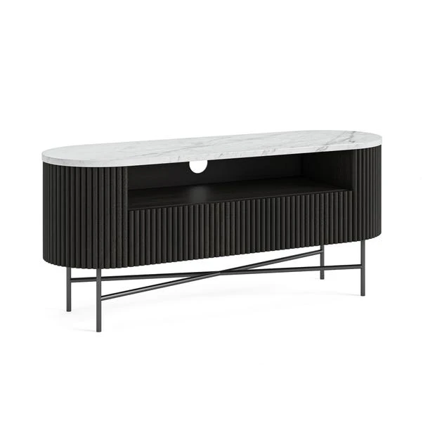 Kiera TV Unit, Mango Wood & Real Marble For TVs Up To 55" 4 Kiera TV Unit, Mango Wood & Real Marble For TVs Up To 55" - Image 2