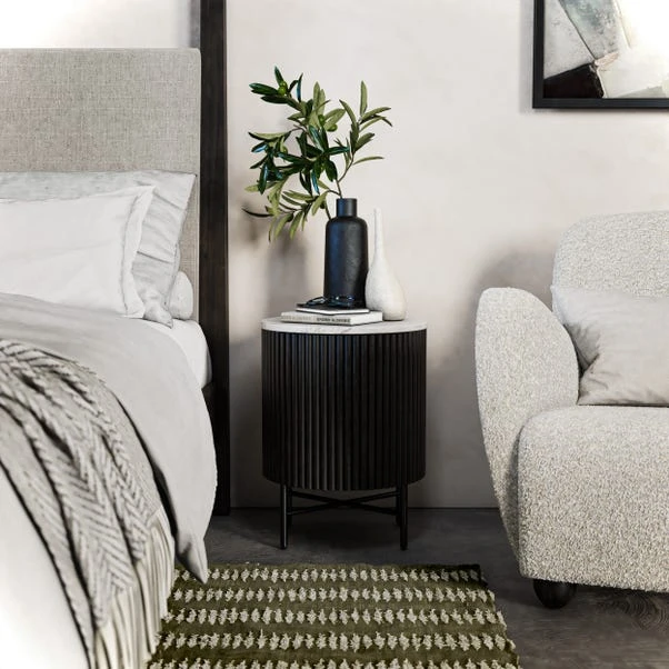 Kiera Bedside Table, Mango Wood & Real Marble 5 Kiera Bedside Table, Mango Wood & Real Marble - Image 3