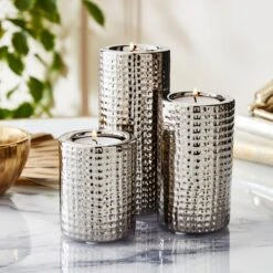 Set Of 3 Dimpled Tealight Holders 14 Set Of 3 Dimpled Tealight Holders -Home Luxe Studio 30851426