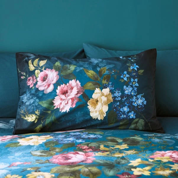 Arabella Blue Floral Luxury Velvet Duvet Cover & Pillowcase Set 19 Arabella Blue Floral Luxury Velvet Duvet Cover & Pillowcase Set - Image 17