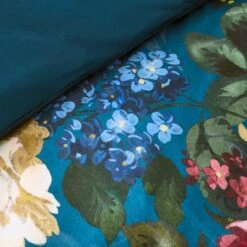 Arabella Blue Floral Luxury Velvet Duvet Cover & Pillowcase Set 41 Arabella Blue Floral Luxury Velvet Duvet Cover & Pillowcase Set -Home Luxe Studio 30854981 alt04