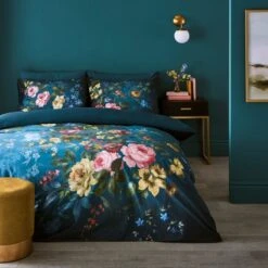 Arabella Blue Floral Luxury Velvet Duvet Cover & Pillowcase Set 27 Arabella Blue Floral Luxury Velvet Duvet Cover & Pillowcase Set -Home Luxe Studio 30854983