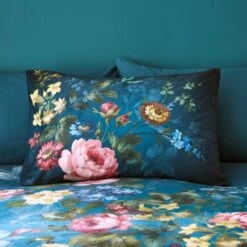 Arabella Blue Floral Luxury Velvet Duvet Cover & Pillowcase Set 24 Arabella Blue Floral Luxury Velvet Duvet Cover & Pillowcase Set -Home Luxe Studio 30854984 alt02