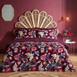 Delilah Purple Floral Fruit Tree Luxury Velvet Duvet Cover & Pillowcase Set 26 Delilah Purple Floral Fruit Tree Luxury Velvet Duvet Cover & Pillowcase Set -Home Luxe Studio 30854985