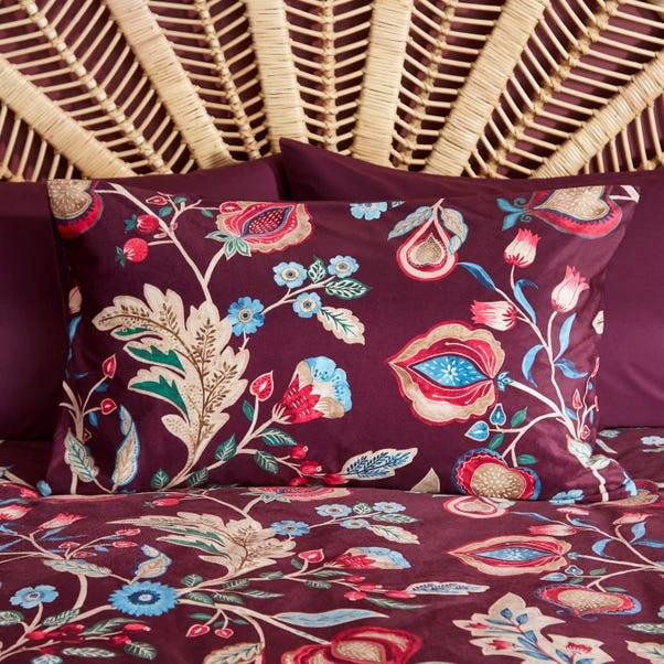 Delilah Purple Floral Fruit Tree Luxury Velvet Duvet Cover & Pillowcase Set 4 Delilah Purple Floral Fruit Tree Luxury Velvet Duvet Cover & Pillowcase Set - Image 2