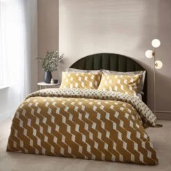 HÖEM Zabine Cotton Rich Duvet Cover & Pillowcase Set, Mustard 14 HÖEM Zabine Cotton Rich Duvet Cover & Pillowcase Set, Mustard -Home Luxe Studio 30856103