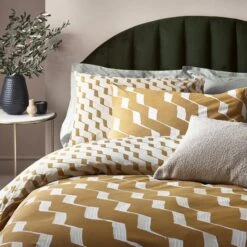 HÖEM Zabine Cotton Rich Duvet Cover & Pillowcase Set, Mustard 11 HÖEM Zabine Cotton Rich Duvet Cover & Pillowcase Set, Mustard -Home Luxe Studio 30856105 alt01
