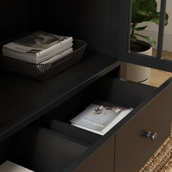 Lynton Glazed Display Cabinet, Black 5 Lynton Glazed Display Cabinet, Black - Image 3