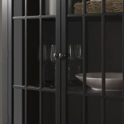 Lynton Glazed Display Cabinet, Black 12 Lynton Glazed Display Cabinet, Black -Home Luxe Studio 30858801 alt03