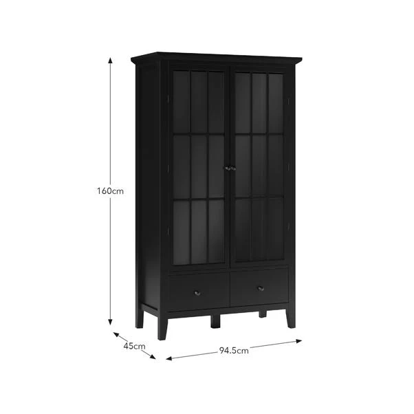 Lynton Glazed Display Cabinet, Black 9 Lynton Glazed Display Cabinet, Black - Image 7
