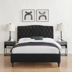Rosa Bed Frame, Velvet -Home Luxe Studio 30858824 alt01