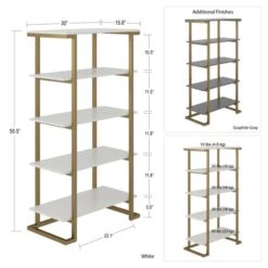 Cosmo Living Camila 5 Shelf Bookcase 13 Cosmo Living Camila 5 Shelf Bookcase -Home Luxe Studio 30859494 alt09