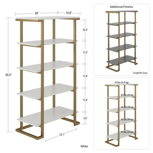 Cosmo Living Camila 5 Shelf Bookcase 8 Cosmo Living Camila 5 Shelf Bookcase - Image 6