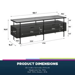 Wainwright TV Unit, Black Oak For TVs Up To 60" 13 Wainwright TV Unit, Black Oak For TVs Up To 60" -Home Luxe Studio 30860044 alt09