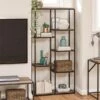 Quincy 5 Shelf Bookcase, Weathered Oak 2 Quincy 5 Shelf Bookcase, Weathered Oak -Home Luxe Studio 30860052