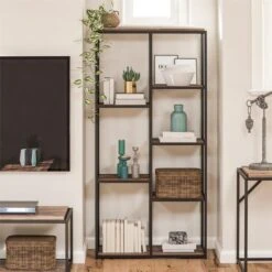 Quincy 5 Shelf Bookcase, Weathered Oak 13 Quincy 5 Shelf Bookcase, Weathered Oak -Home Luxe Studio 30860052 alt03