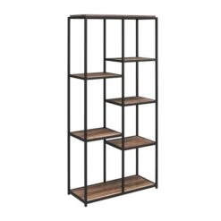 Quincy 5 Shelf Bookcase, Weathered Oak 14 Quincy 5 Shelf Bookcase, Weathered Oak -Home Luxe Studio 30860052 alt04