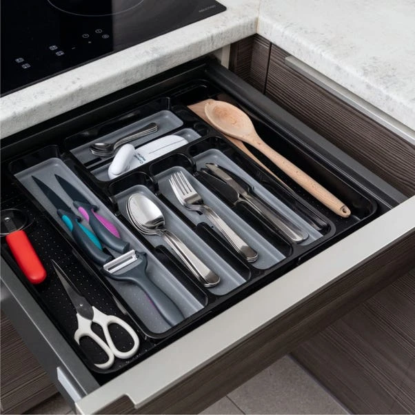 Addis Black & Grey Extendable Drawer Organiser 3 Addis Black & Grey Extendable Drawer Organiser
