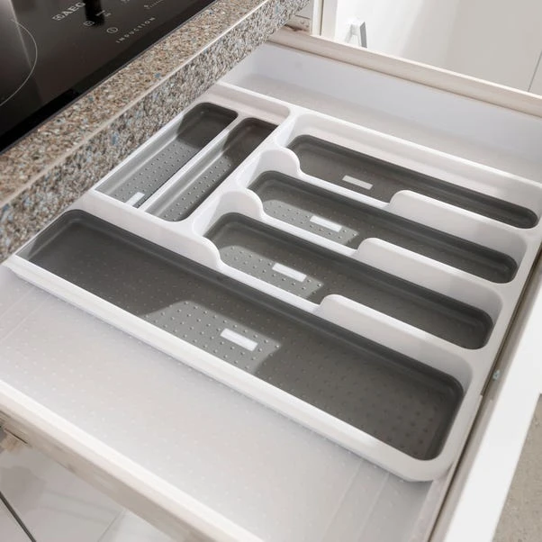 Addis White & Grey Extendable Drawer Organiser 3 Addis White & Grey Extendable Drawer Organiser