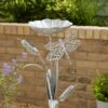 Silver Iron Dragonfly Bird Bath Stake 1 Silver Iron Dragonfly Bird Bath Stake -Home Luxe Studio 30861791