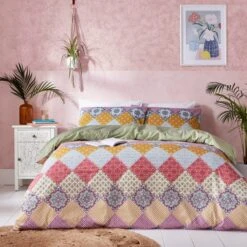 Global Patchwork Duvet Cover And Pillowcase Set 38 Global Patchwork Duvet Cover And Pillowcase Set -Home Luxe Studio 30862360