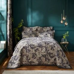 Dorma Gilded Crane Charcoal Bedspread 8 Dorma Gilded Crane Charcoal Bedspread -Home Luxe Studio 30862916