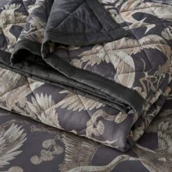 Dorma Gilded Crane Charcoal Bedspread 9 Dorma Gilded Crane Charcoal Bedspread -Home Luxe Studio 30862916 alt01