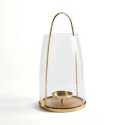 Gold And Wood Curved Lantern 9 Gold And Wood Curved Lantern -Home Luxe Studio 30864003 alt03