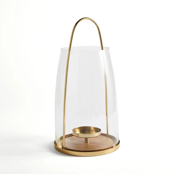 Gold And Wood Curved Lantern 6 Gold And Wood Curved Lantern - Image 4