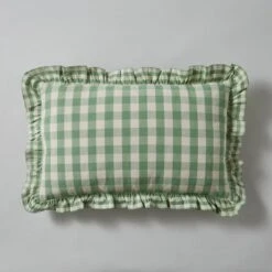 Frilled Gingham Cushion Green 8 Frilled Gingham Cushion Green -Home Luxe Studio 30864076 alt01