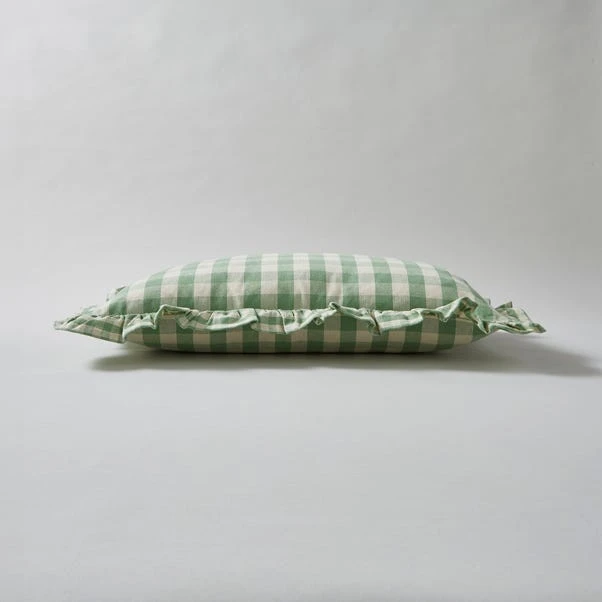 Frilled Gingham Cushion Green 6 Frilled Gingham Cushion Green - Image 4