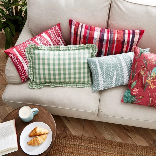 Frilled Gingham Cushion Green 7 Frilled Gingham Cushion Green - Image 5