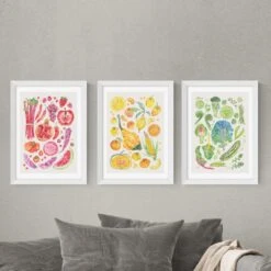 Set Of 3 East End Prints Harvest Of Fruit & Vegetables Gallery Wall Framed Prints 40 Set Of 3 East End Prints Harvest Of Fruit & Vegetables Gallery Wall Framed Prints -Home Luxe Studio 30865492